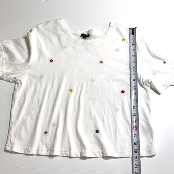 Rails Boxy Crew Floral Daisy Embroidery Cropped T-Shirt Embroidered Flowers - Picture 8 of 8